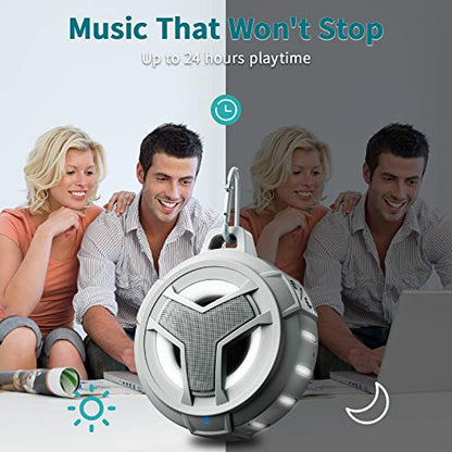 EBODA Waterproof Speaker Bluetooth Shower Portable Birthday Boys Girl Gifts | IPX7 Floating Mini Small Speakers with Loud HD Sound, True Wireless Stereo with LED Light, 24H Play for Bath, Men, Women-Gray - color: Gray