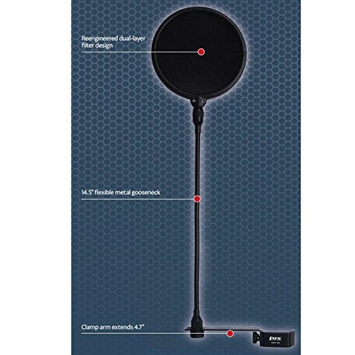 LyxPro MOP-28 Dual Layer Microphone Pop Filter with Flexible Gooseneck