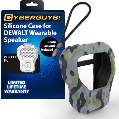 CYBERGUYS Silicone Case for DEWALT Wearable Bluetooth Speaker, Camo | Durable Shock-Proof Non-Slip Protective Cover for DEWALT Mini Speaker, Lanyard, Small Lightweight, Easy-to-Install Sleeve - color: Urban Jungle Camo