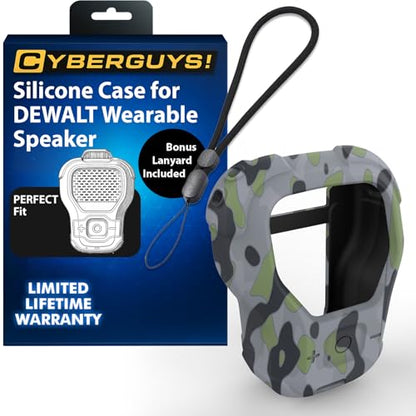 CYBERGUYS Silicone Case for DEWALT Wearable Bluetooth Speaker, Camo | Durable Shock-Proof Non-Slip Protective Cover for DEWALT Mini Speaker, Lanyard, Small Lightweight, Easy-to-Install Sleeve - color: Urban Jungle Camo