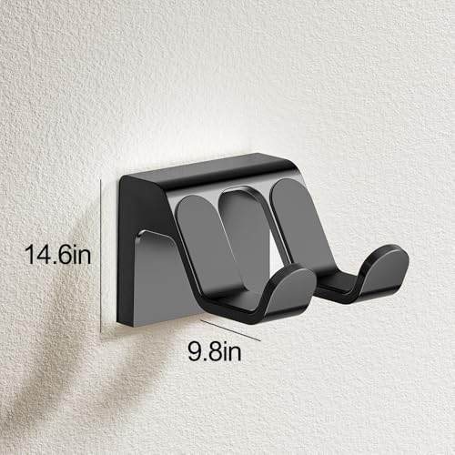 Game Controller Holder, Adhesive Headphone Holder Wall Mount with Dual Hook for Gaming Accessories, Headset and Controller Stand, Desk Hook and Space Saving Organization, Black