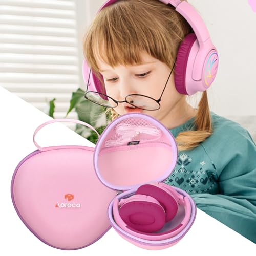 Aproca Pink Hard Storage Protective Case, for iClever BTH20 / Clever BTH18 Kids Bluetooth Headphones and Accessories - color: Pink
