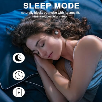 Sleep Ear Buds, New True Wireless Earbuds, Ultra-Mini Bluetooth 5.4 Earbuds for Side Sleepers, 53H Play Hi-Fi Stereo 3D Bass Noise Cancelling Bluetooth headphones, Sleep Mode, IP7 Waterproof Earphones