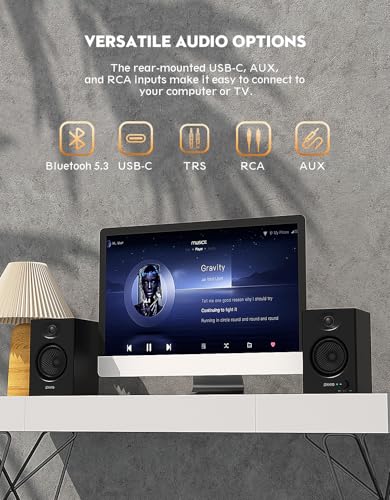 OHAYO 60W Computer Speakers, Bluetooth 5.3, Stereo 2.0, 1 Pair, Black - color: Black