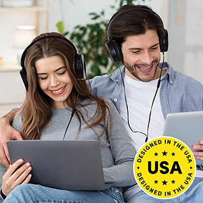 Sonitum Premium Classroom Headphone & Mic Set 3.5mm Jack Stereo Sound Earphones with Microphone & Soft Swivel On Ear Pads- Perfect for E-Learning, Meetings, Calls - Bulk Pack of 5 (Black) - color: 5 pack Black, size: 5 Pack