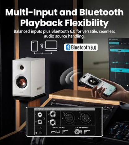 Edifier MR5 2.0 Studio Monitor Bookshelf Speakers, 110W RMS, Black | Hi-Res Audio, Bluetooth 6.0, 3-Way Active Design, Room Compensation, XLR/TRS/RCA Inputs, Home Studio & Music - color: Black