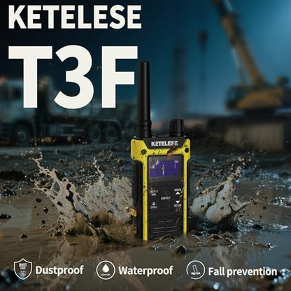 T3F Walkie Talkies 6 Pack for Adults, IP67 Waterproof 2 Way Radios Rechargable, with Earpiece and Mic, Shock Resistant, Dual PTT, One Key Group Call, VOX, NOAA&Wheather Alert, Black/Yellow