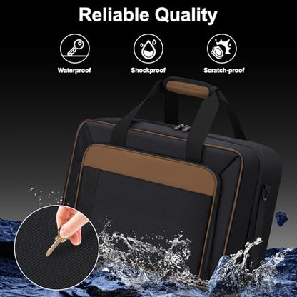 GDNasist Carrying Case Compatible with PS5/PS5 Pro/PS5 Slim, Brown | Travel Thickened Protective Bag Compatible with Playstation 5 Console, Headset, PS5 Controller, Game Discs and Accessories - color: Brown