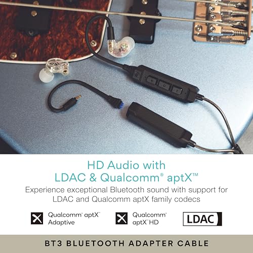 MEE audio M6 PRO Musicians' In-Ear Monitors Wired + Wireless Combo Pack: Includes IEMs, 2 Audio Cables and BT3 Hi-Res Bluetooth Audio Adapter w/aptX, LDAC, Auracast Support, & Built-In Headset (Clear) - color: Clear, style: IEMs + Bluetooth Adapter