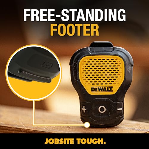 DEWALT Wearable Bluetooth Speaker, Clip-On Wireless Jobsite Pro, (Yellow) | Water-Resistant Portable Speaker (Non-Magnetic), Built-in Mic for Hands-Free Music/Calls, Bluetooth Speaker - color: Yellow