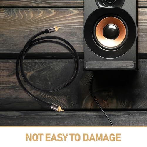 Cabilock Audio Cable 1 Meter Coaxial Digital Audio and Video Cord Aluminum Alloy Shell Black-Gold for Home Theater Speaker and DVD Amplifier
