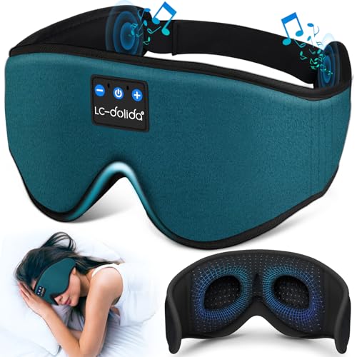 Sleep Mask with Bluetooth Headphones,LC-dolida Sleep Headphones Bluetooth Sleep Mask 3D Sleeping Headphones for Side Sleepers Best Gift and Travel Essential (Blue) - color: Blue