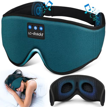 Sleep Mask with Bluetooth Headphones,LC-dolida Sleep Headphones Bluetooth Sleep Mask 3D Sleeping Headphones for Side Sleepers Best Gift and Travel Essential (Blue) - color: Blue