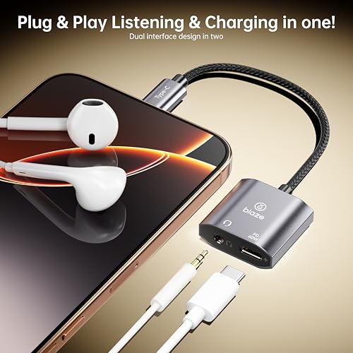 USB‑C to 3.5 mm Headphone & Charger Adapter – 60 W PD Fast Charging, Hi‑Res DAC, Call‑Ready, Compact Aluminium Splitter for Phone/Android/Tablet