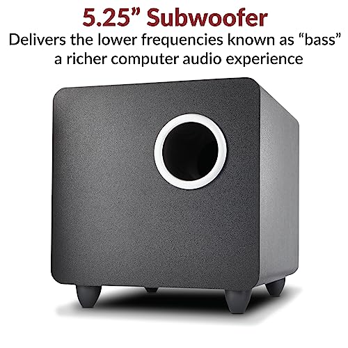 Cyber Acoustics CA-3610 2.1 Multimedia Speaker System with Subwoofer, Perfect Computer Speakers for PC or Mac, Great for Music, Movies, and Gaming | Powerful 2.1 PC Speaker System with Subwoofer, 62W Power, Desktop Control Pod, Adjustable Bass, for Music,