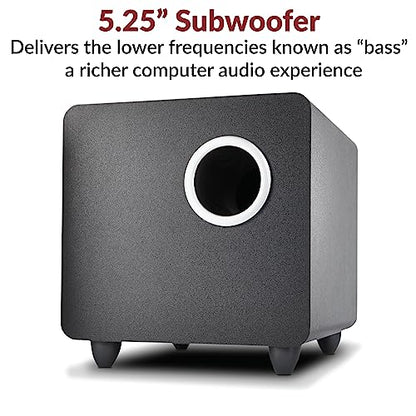 Cyber Acoustics CA-3610 2.1 Multimedia Speaker System with Subwoofer, Perfect Computer Speakers for PC or Mac, Great for Music, Movies, and Gaming | Powerful 2.1 PC Speaker System with Subwoofer, 62W Power, Desktop Control Pod, Adjustable Bass, for Music,