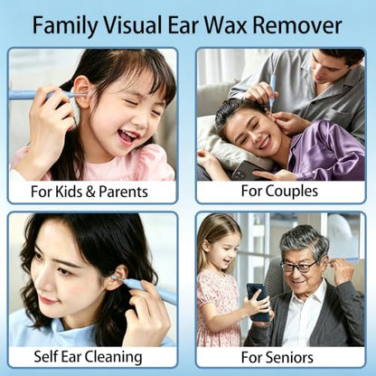Ear Wax Removal Kit, Ear Cleaner with Camera, 1080P HD Ear Camera with Light, Ear Cleaning Camera Ear Pick Set, Ear Wax Removal Tool Camera Compatible with iOS & Android(Blue) - color: Blue
