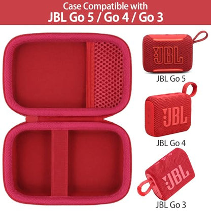 for JBL Go 5/4/3 Ultra Portable Speaker Hard Travel Case, Red | Protective Storage Bag with Mesh Pocket & Hand Strap, Shockproof EVA Carrying Box, Soft Lining - color: Red Case