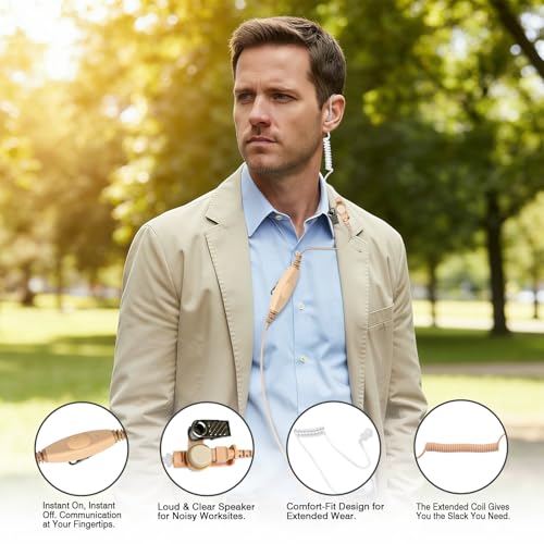 WODASEN XTS2500 Walkie Talkie Earpiece Acoustic Tube Ear Pieces with Dual PTT Mic Push-to-Talk Microphone Headset for XTS1500 XTS3000 XTS3500 XTS5000 Radio