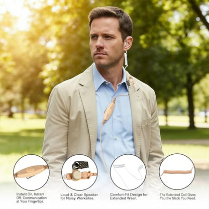 WODASEN XTS2500 Walkie Talkie Earpiece Acoustic Tube Ear Pieces with Dual PTT Mic Push-to-Talk Microphone Headset for XTS1500 XTS3000 XTS3500 XTS5000 Radio