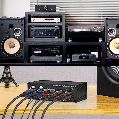 Nobsound Mini Fully-Balanced/Single-Ended Passive Preamp; Hi-Fi Pre-Amplifier; XLR/RCA Volume Controller for Active Monitor Speakers (Black)