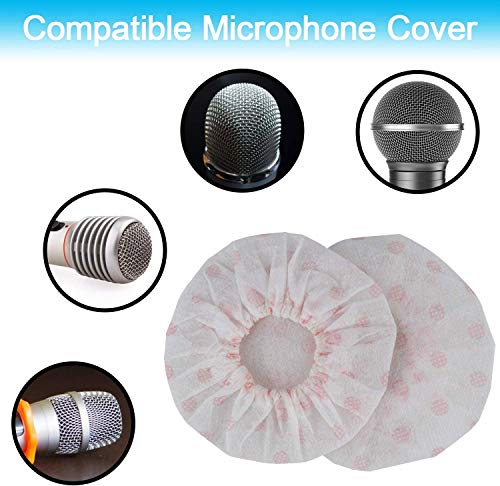 N / A 200 Pieces Disposable Microphone Cover, Protective Mic Cap, Hygiene Microphone Cover, Fit to O Shape Microphones, for KTV, Recording Studio, Lectures(White-red dot)