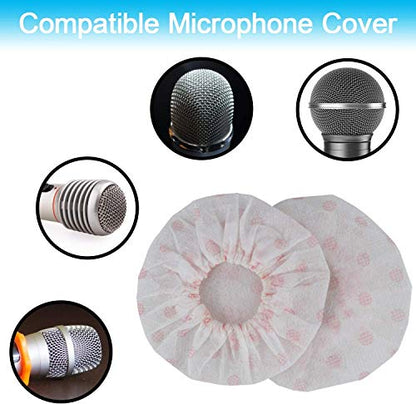 N / A 200 Pieces Disposable Microphone Cover, Protective Mic Cap, Hygiene Microphone Cover, Fit to O Shape Microphones, for KTV, Recording Studio, Lectures(White-red dot)