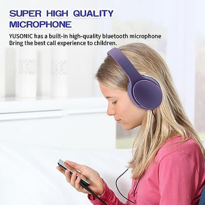 Kids Wireless Headphones, Bluetooth Headphone for Teen Kids, Over Ear Toddler Headphones Foldable with Built-in Mic for Cell Phones TV Tablet School Network Boys Girls (e6 Purple) - color: e6 purple