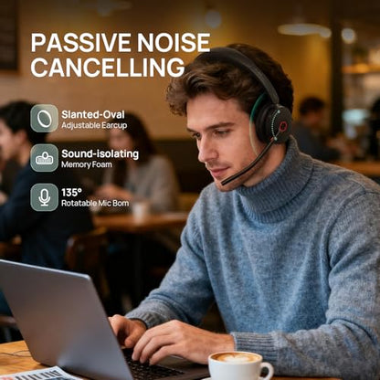Yealink WH68 Hybrid Wireless Headset with Noise Cancelling Mic for Office | ANC Headphones,DECT and Bluetooth Dual-Connect,Teams Certified,6 Mics,492ft Range,32H Call Time,PC/Laptop/Desktop/Work/Zoom