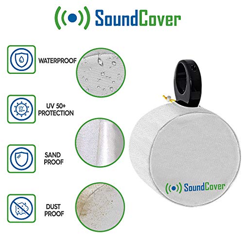 White 600D Marine Wake Tower Speaker Covers – Medium (H 9.8" × W 9.8" × D 12") – Weather-Resistant Covers for Marine & ATV Speakers - color: White, size: MEDIUM