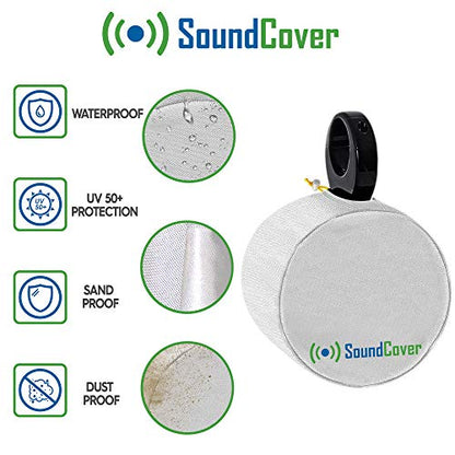 White 600D Marine Wake Tower Speaker Covers – Medium (H 9.8" × W 9.8" × D 12") – Weather-Resistant Covers for Marine & ATV Speakers - color: White, size: MEDIUM