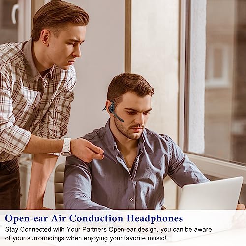 BANIGIPA Open Ear Air Conduction Headphones, Noise Cancelling Bluetooth Headset for Phones Laptop Computer PC, Wireless Earbuds for Office Meeting Running Cycling Driving Working