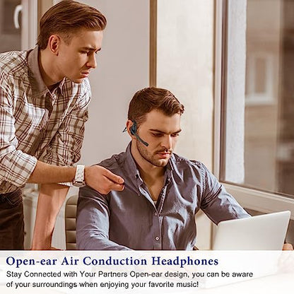 BANIGIPA Open Ear Air Conduction Headphones, Noise Cancelling Bluetooth Headset for Phones Laptop Computer PC, Wireless Earbuds for Office Meeting Running Cycling Driving Working