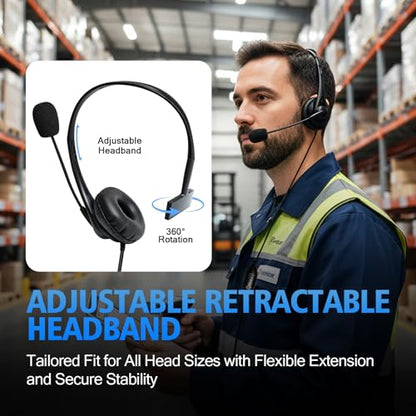 WODASEN Over the Ear Headset with Boom Mic Finger PTT for Radio Single Ear Overhead Headphones for UV-5R BF-888S AR-152 BF-F8HP K1 Plug 2-Pin