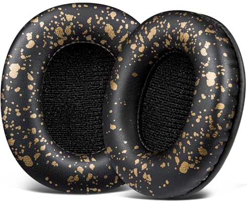 SOULWIT Replacement Earpads for Sony MDR-7506 MDR-V6 MDR-V7 MDR-CD900ST Monitor Headphones, Ear Pads Cushions with Softer Protein Leather, High-Density Foam - Black Gold - color: Black Gold