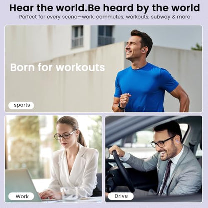 Clip on Earbuds,Open Ear Earbuds Wireless Bluetooth 5.4, Lightweight Open Ear Headphones with Mic 60H Battery,Waterproof, for Sports, Running, Small Ears & Glasses Wearers,Workouts - color: Purple
