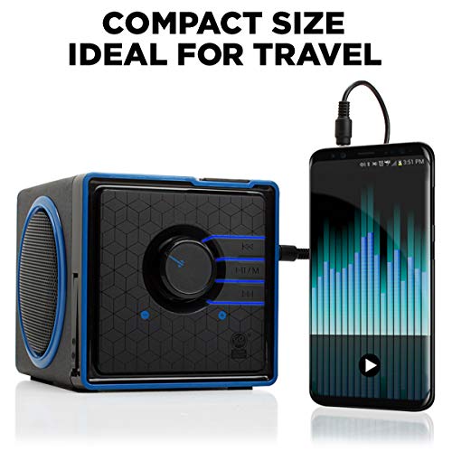 GOgroove SonaVERSE BX Wired Portable Speaker with USB Music Player - Cube Speaker with USB Flash Drive MP3 Input, 3.5mm AUX Port, Playback Buttons, Rechargeable 5 Hour Battery (Wired AUX Only)