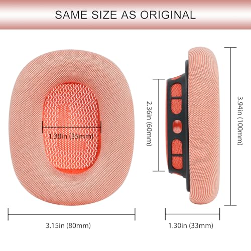 GEVO Upgraded Ear Cushions Replacement Earpads for AirPods Max 1 & 2 Headphones, Mesh Fabric Ear Pads Ear Covers Cups with Memory Foam and Magnet for AirPods Max 1 & 2 (Pink) - color: Pink
