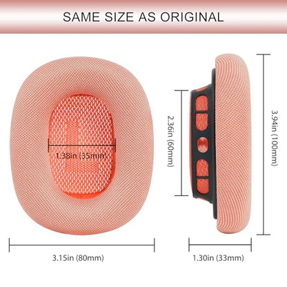 GEVO Upgraded Ear Cushions Replacement Earpads for AirPods Max 1 & 2 Headphones, Mesh Fabric Ear Pads Ear Covers Cups with Memory Foam and Magnet for AirPods Max 1 & 2 (Pink) - color: Pink