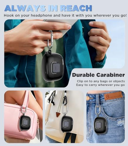 WADVCU[Upgrade Secure Lock] for JBL Tune Buds 2 Case Cover with Cleaner kit, Protective TPU Transparent Hard Shell ONLY Compatible with JBL Tune Buds 2nd Gen Earbuds Charging Case with Keychain(Black) - color: Black