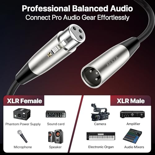 EBXYA 1.5ft 6 Pack 3Pin Balanced XLR Male to Female Microphone Cable | Multi-Shielded, Self-Locking, for Mixers, Audio Interfaces, Live Sound - size: 1.5 Feet, style: 6 Pack