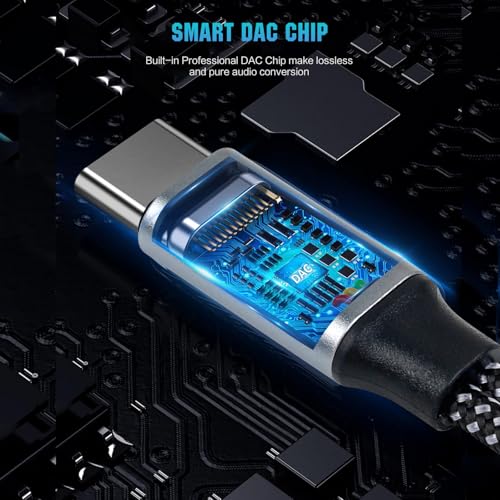 USB-C to 3.5mm Headphone Adapter, Supports 60W PD Fast Charging, 3-in-1 Type-C to AUX, Type-C Audio Interface and USB-C Charging, Hi-Fi DAC Sound Quality, Compatible with iPhone 15 and Samsung S24.