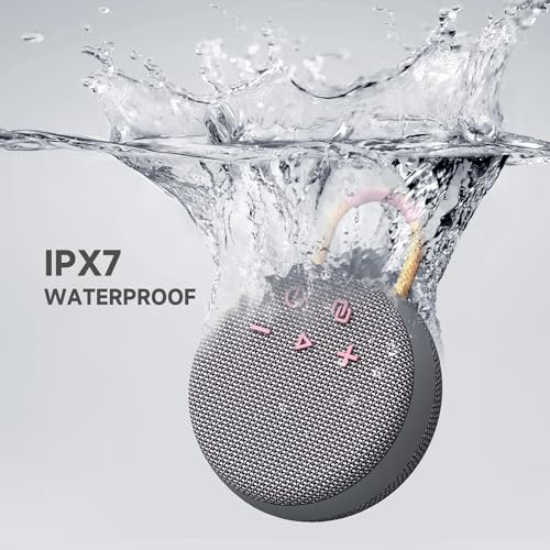 Musibaby Wireless Mini Speaker – IPX7 Showerproof Audio with BT 5.3 & Clip, Durable Shell for Dorm Use, Gift Bags, Backpack Travel & Poolside Fun (Gray) - color: Gray