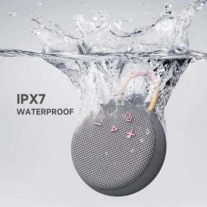 Musibaby Wireless Mini Speaker – IPX7 Showerproof Audio with BT 5.3 & Clip, Durable Shell for Dorm Use, Gift Bags, Backpack Travel & Poolside Fun (Gray) - color: Gray