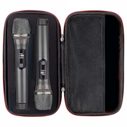 Portable microphone case with travel handle, shockproof EVA hard shell, waterproof compact storage box, suitable for Karaoke/vlog/outdoor use(No microphone included)