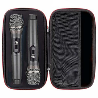 Portable microphone case with travel handle, shockproof EVA hard shell, waterproof compact storage box, suitable for Karaoke/vlog/outdoor use(No microphone included)