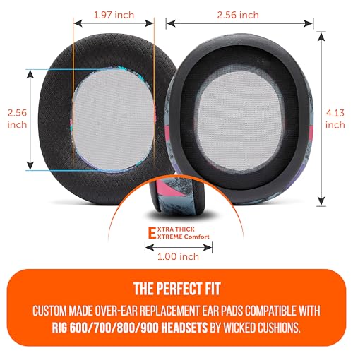 WC Freeze Rig 600/700/800/900 - Cooling Gel Earpads for RIG 600 Pro, RIG 700 HX, RIG 800 Pro, RIG 900 Max by Wicked Cushions - Boost Comfort, Thickness, & Sound Isolation for Epic Gaming | 90's Black - color: 90's Black