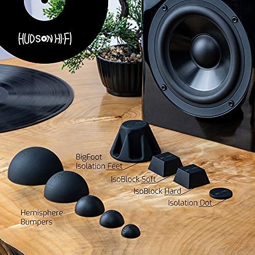 Speaker Isolation Feet – 16-Pack 1" Platinum Silicone Dots by Hudson Hi-Fi – Adhesive Anti-Vibration Pads for Turntables, Subwoofers & Audio Equipment – 20 Duro
