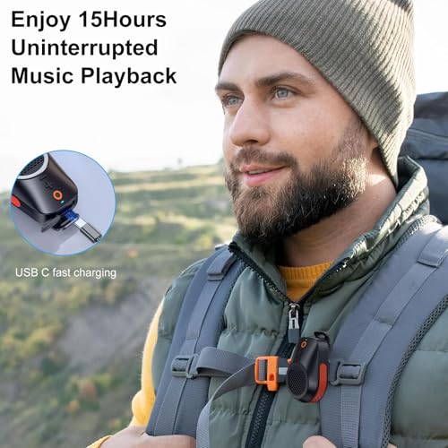 Wodgreat Wearable Clip On Bluetooth 5.4 Speaker IPX5 Waterproof | Clean Sound, Built-in Mic, Hands-Free Music/Calls for Work/Cycling/Home/Party/Outdoor(Black)