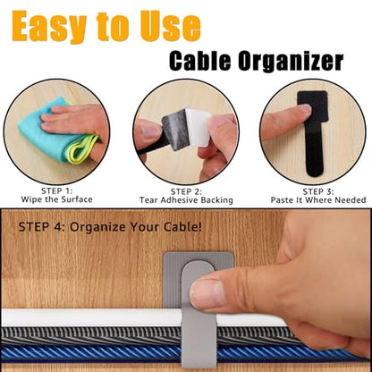 80PCS Hook and Loop Cable Straps, Cable Management Under Desk - color: White